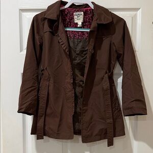 OshKosh B'gosh Brown Girls'  Coat with Ruffle Trim